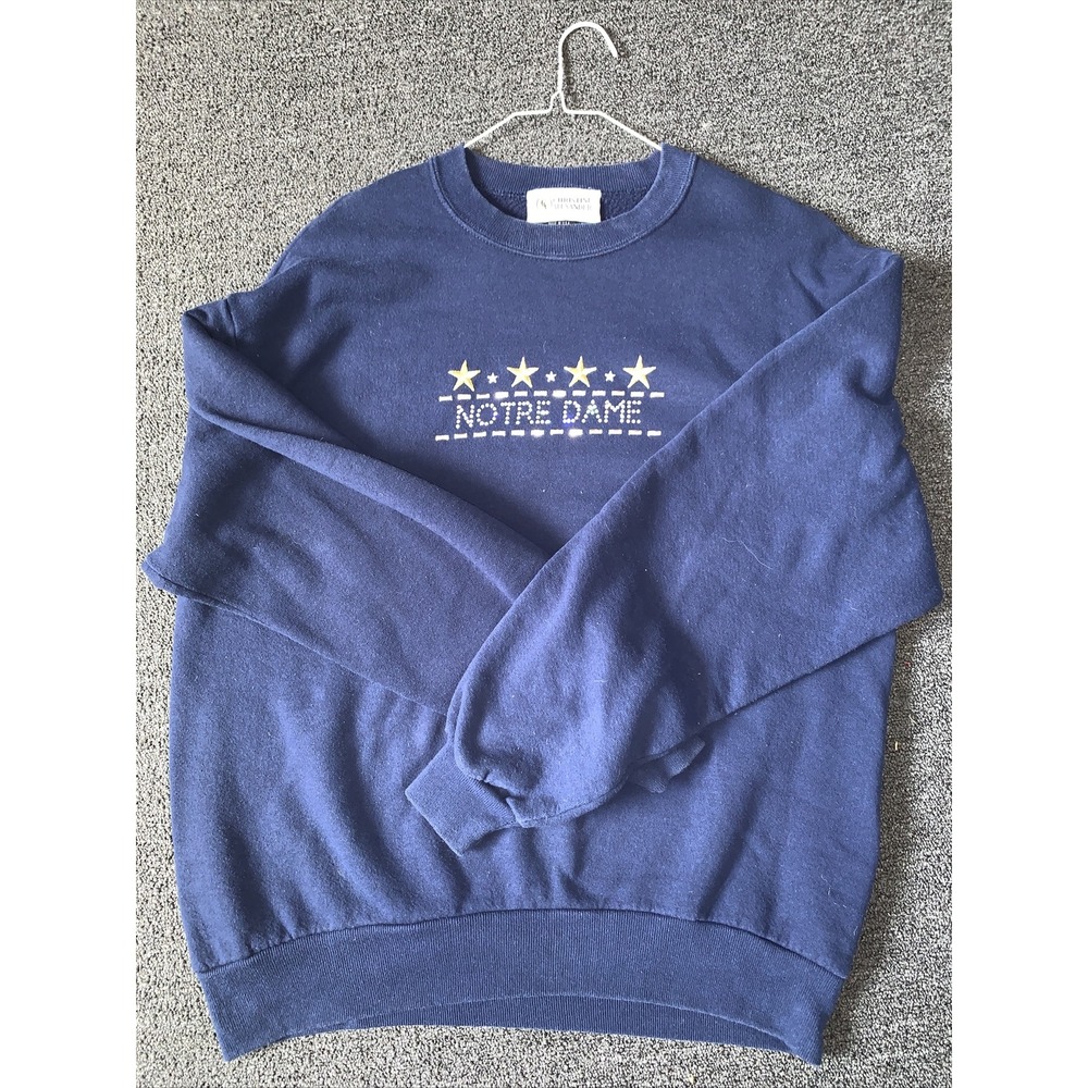 Vintage Notre Dame Crewneck Sweater L Womens Navy Sweatshirt Christine Alexander